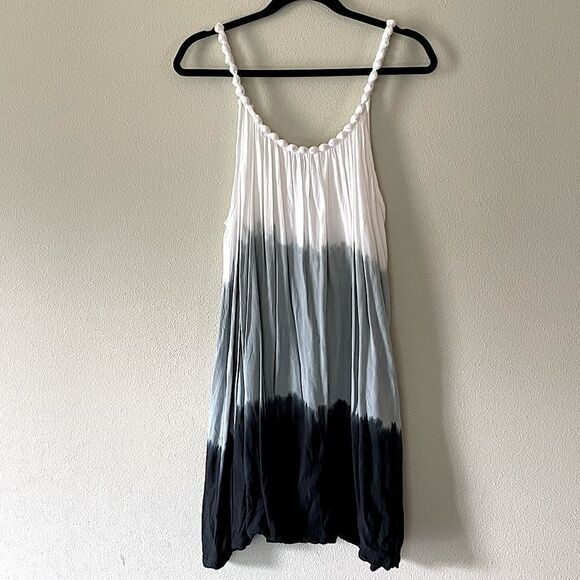 New! Made in Bali Blue and White Hand-Dyed Summer Dress. One Size (fits like L). - Picture 1 of 6